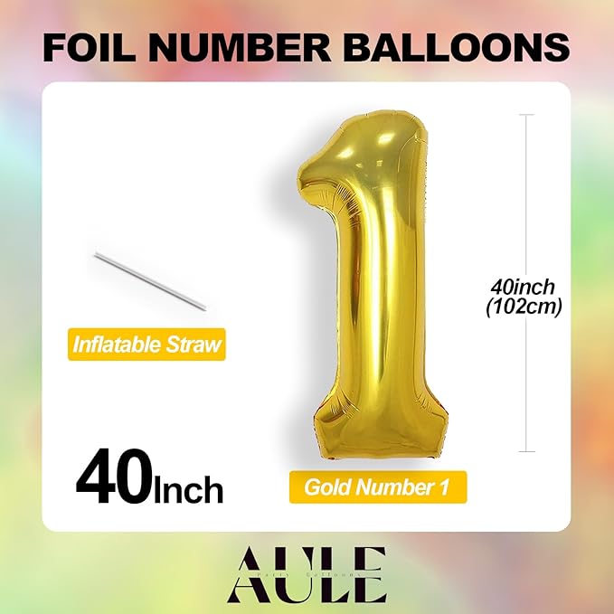 AULE 40 Inch Large 27 Balloon Numbers Gold, Big Foil Number Balloons, Giant Helium Happy 27th Birthday Party Decorations for Man and Women, Huge Mylar 72 Anniversary Party Supplies