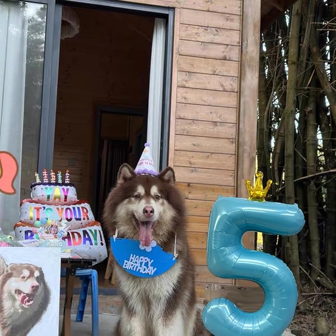 Blue Number 4 Balloon with Crown, 40 inch Blue Number Balloon 4th Birthday Party Decoration BlueCrown Balloons 0-9 for Birthday Party Anniversary Decorations Supplies