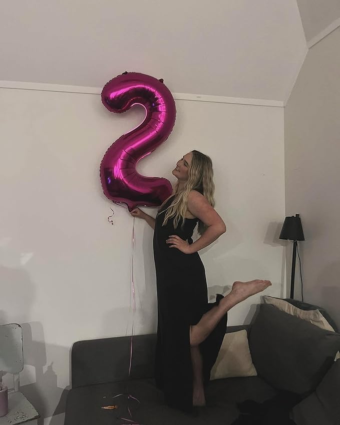 40 Inch Hot Pink Number 1 Balloon, Giant Number 1 Balloons for 11th 12th 21st Birthday Decorations, Party Supplies for Baby Boy Girl, Hot Pink Party Decor