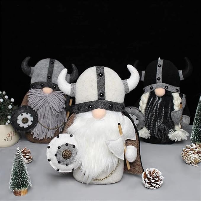 Halloween Special - Viking Warrior Gnome Doll, Fall Farmhouse Gnome Plush Decor Indoor, Nordic Gnomes Decorations for Home, Handcrafed Cute Scandinavian Style Gnomes for Kitchen Table Ornaments (D)
