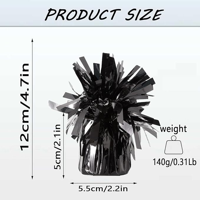 Aluminum Foil Balloon Weights for Parties (6 pcs) - 0.31lb (140g) Each - Premium Balloon Anchors for Birthday, Wedding, Dinner, Indoor & Outdoor Decorations(Black 6pcs)