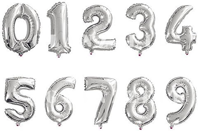 Glanzzeit 16 Inch Silver Foil Balloons Letters A to Z Numbers 0 to 9 for Prom Wedding Birthday Party Decor (Number 3)
