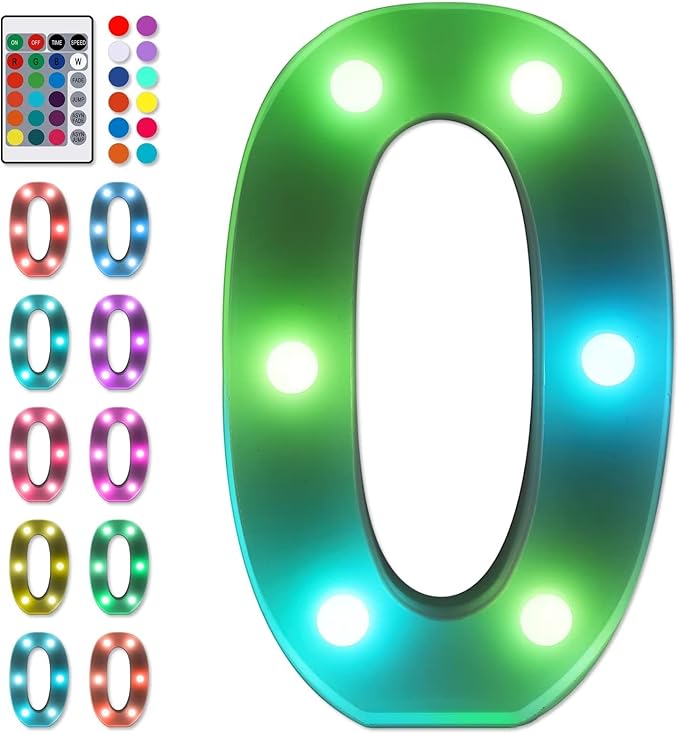 Foaky Colorful LED Number Lights with Remote,Marquee Light Up Number Sign for Night Light Wedding/Birthday Party Battery Powered Christmas Lamp Home Bar Decoration (0)