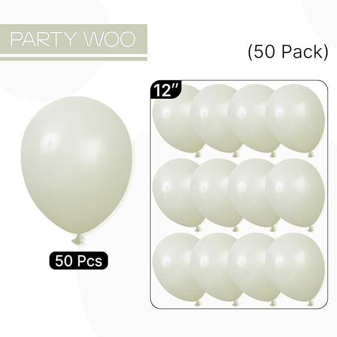 PartyWoo Sage Green Balloons 50pcs 12 Inch Boho Dusty Olive Green Latex Balloons for Birthday Baby Shower Graduation Engagement Wedding Dinosaur Jungle Golf Football Theme Party Decorations Green-F32