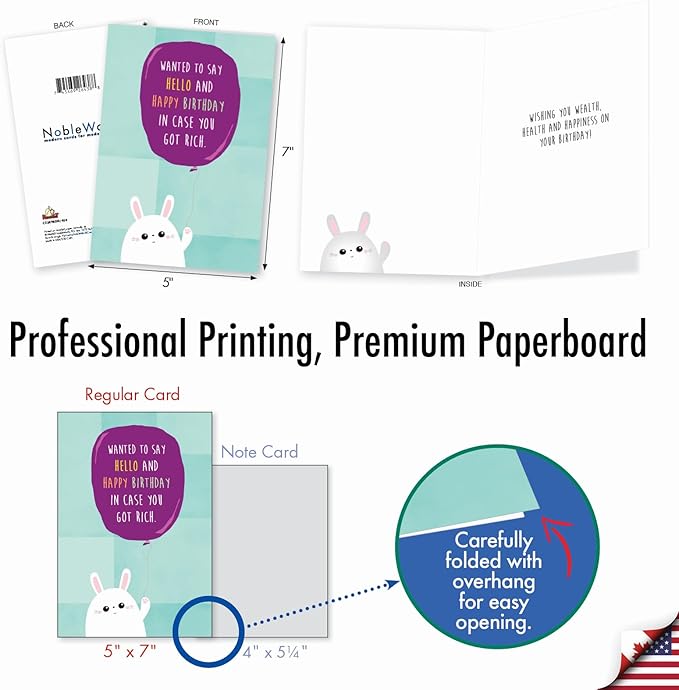 NobleWorks - Funny Birthday Greeting Card with 5 x 7 Inch Envelope (1 Card) Bday Got Rich C2389BDG