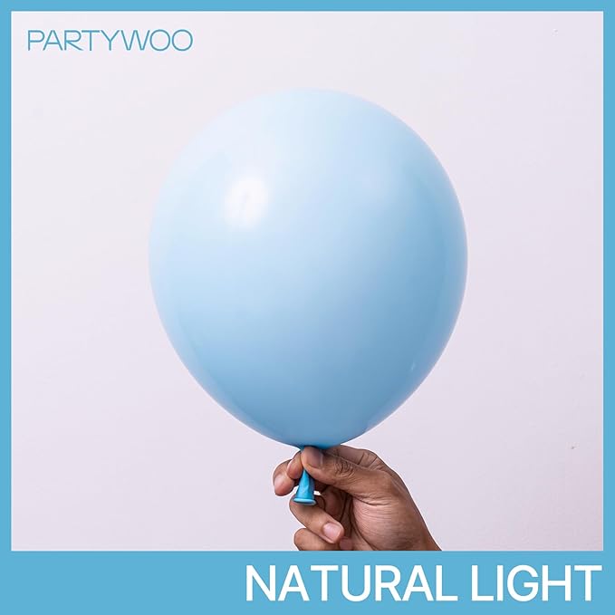 PartyWoo Baby Blue Balloons 140pcs Different Sizes of 18 12 10 5 Inch Light Pastel Sky Aqua Blue Balloon Arch Kit Garland for Graduation Baby Shower Gender Reveal Easter Party Decorations Blue-Q13