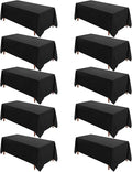 VidaFete Table Cloth 10 Pack 90 * 132inch Rectangle Tablecloth Polyester, Stain Wrinkle Resistant Polyester Dining Table Cover for Kitchen Dinning Party Wedding Rectangular Tabletop Decoration(Black)