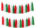 Red,Green and White Tassel Garland Banner Paper Tassels for Christmas Party Decorations,Pack of 15