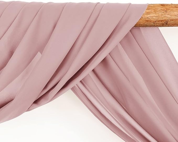 Wedding Arch Draping Fabric 30'' x 18FT Sheer Chiffon Arch Drape Backdrop 2 Panel Dusty Rose Drapes for Easter Bridal Shower Baby Shower Church Decor Birthday Party Outdoor Decoration