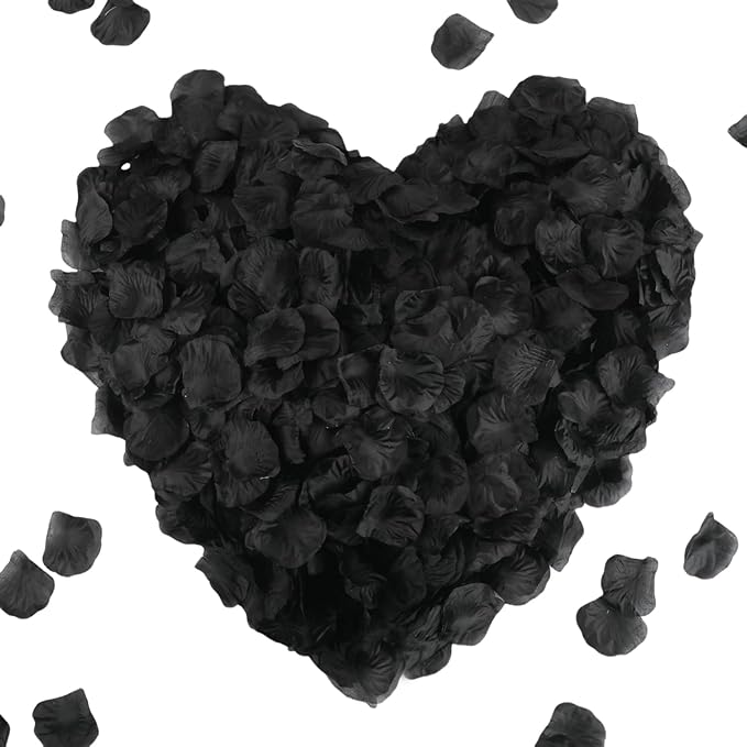 CODE FLORIST 1500 PCS Black Silk Rose Petals,Romantic Night,Wedding,Proposal Anniversary Flower Decorations(Separated,Scented)