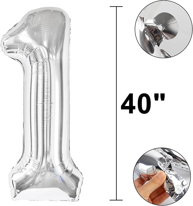 40 Inch Silver Number 21 Digital Balloon,Jumbo Mylar Foil Helium Balloon for 21 Balloons for Birthday Party,Wedding Anniversary Party Decorations