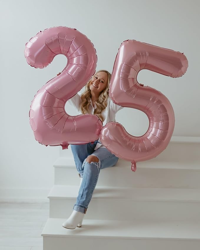 Pearlescent Pink Number 8 Balloon 40 Inch, 8 Balloon Number, 8th Birthday Decorations, Pearlescent Pink Party Supplies for Boys Girls