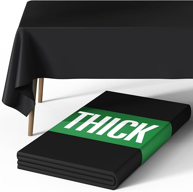 Pureegg Rectangle Table Cloth 60" x 84" – Durable Polyester Tablecloth Offers Reusable & Washable Protection, Ideal for Outdoor Party, Picnic, Wedding, Banquet and Birthday, 1 Pack, Black