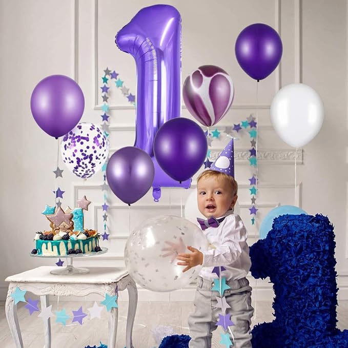 TONIFUL 40 Inch Purple Large Numbers Balloon 0-9 Birthday Party Decor,Foil Mylar Big Number Balloon Digital 9 for Birthday Party,Wedding, Bridal Shower Engagement Photo Shoot, Anniversary