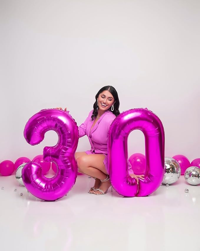 Rosy Purple Number 18 Balloon 40 inch, 18 Number Balloons, 18th Rosy Purple Birthday Decorations for Girls Boys Kids, 18 Year Old Party Supplies