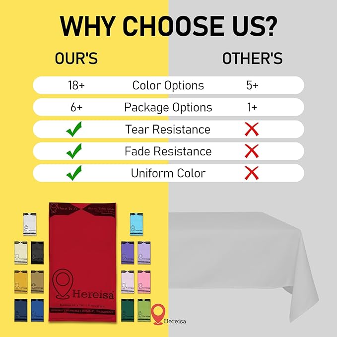 Red Plastic Tablecloths 2 Pack Ruby Disposable Table Covers 54 x 108 Inch Bridal Party Tablecovers PEVA Table Cloths for BBQ Picnic Birthday Wedding Banquet Parties 8 ft Rectangle Table Use