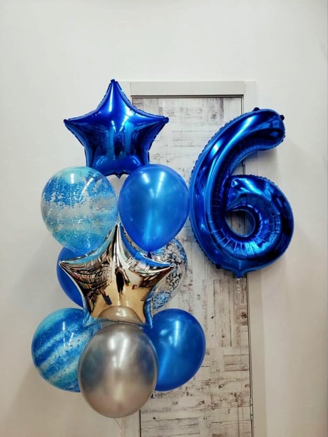 40 Inch Night Blue Mylar Foil Number 6 Birthday Balloon, Digital Balloons for 6 16 Boy Girl Party Decorations Supplies, Night Blue Big Helium Balloon Numbers for 26 36 46 60 Men Women Anniversary
