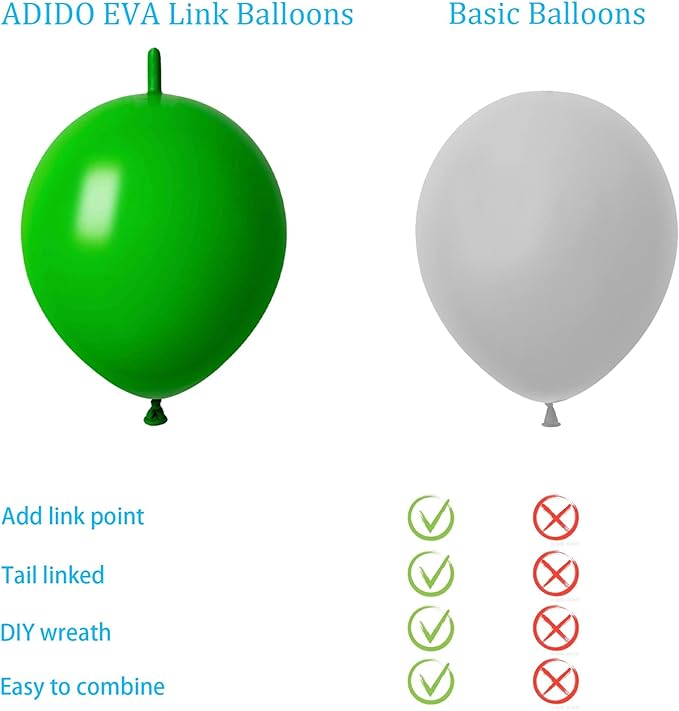 Link Balloons Green 12 Inch Latex Quick Linkale Balloon 160 Pcs for Birthday, Halloween, Christmas, Party Festival Decorations