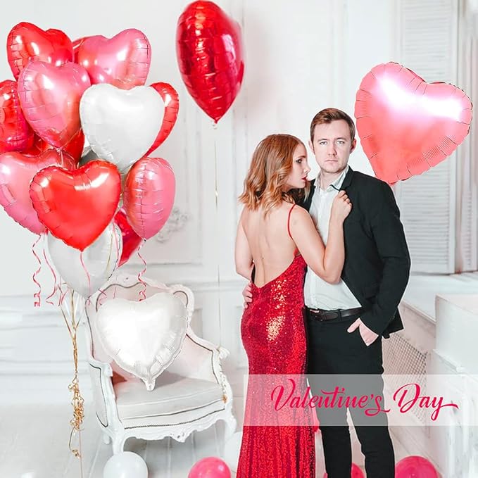 Heart Foil Balloons for Valentine's Day Decorations, 'I Love You' Balloons, Romantic Decorations for Special Night (18 inch)