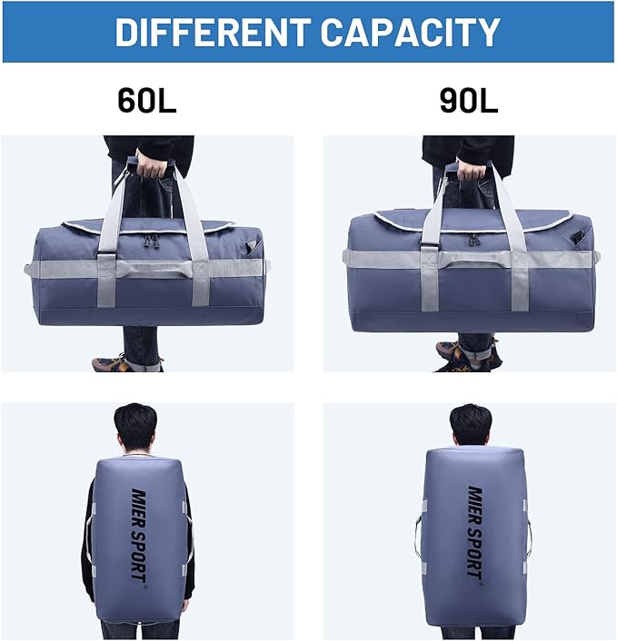 MIER Water Resistant Backpack Duffle Heavy Duty Convertible Duffle Bag with Backpack Straps for Gym, Sports, Travel