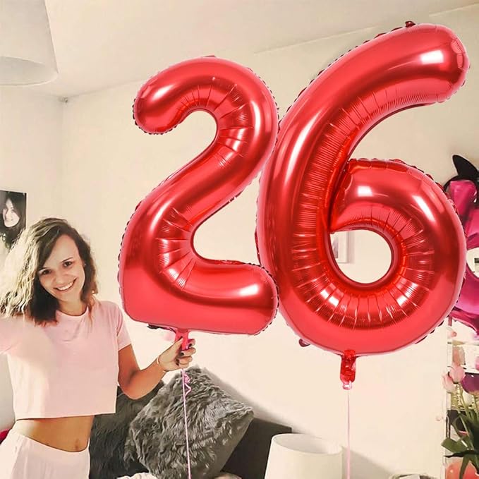 TONIFUL 40 Inch Red Large Numbers Balloons 0-9, Number 0 Digital 0 HeliumFoil Mylar Big Number Balloons for 2026 Mother's Day New Year Eve Graduation Valentine's Day Birthday Party Anniversary Party