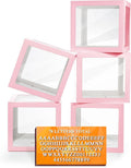 Ledido Transparent Balloon Boxes With 78 Letters, Pink Baby Boxes with Letters for Baby Shower Clear Letter Boxes for Party Wedding Birthday Baby Shower Decorations 5 PCS
