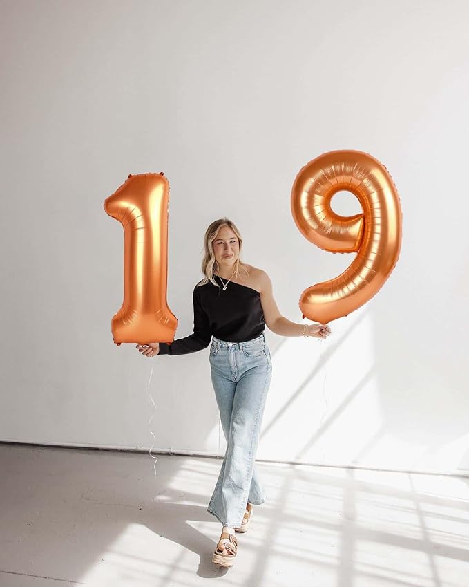 Orange Number 2 Balloon 40 Inch, 2nd Birthday Decoration for Toddlers Girls Boys, Sparkling 2 Number Balloon Party Decor