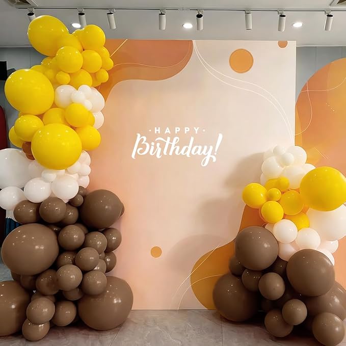 Yellow Brown White Balloon Garland Arch Kit, 155Pcs Latex Balloons Different Size 18 12 10 5 inch for Birthday Wedding Party Baby Shower Bridal Shower Decoration