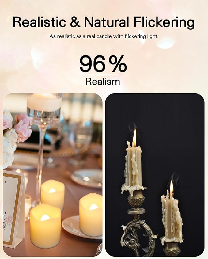 SHYMERY Flameless Votive Candles,50 Pack Flickering Electric Fake Battery Operated LED Candles,200+Hour Long Lasting LED Tea Lights for Wedding,Halloween,Christmas,Party and Holiday Decoration