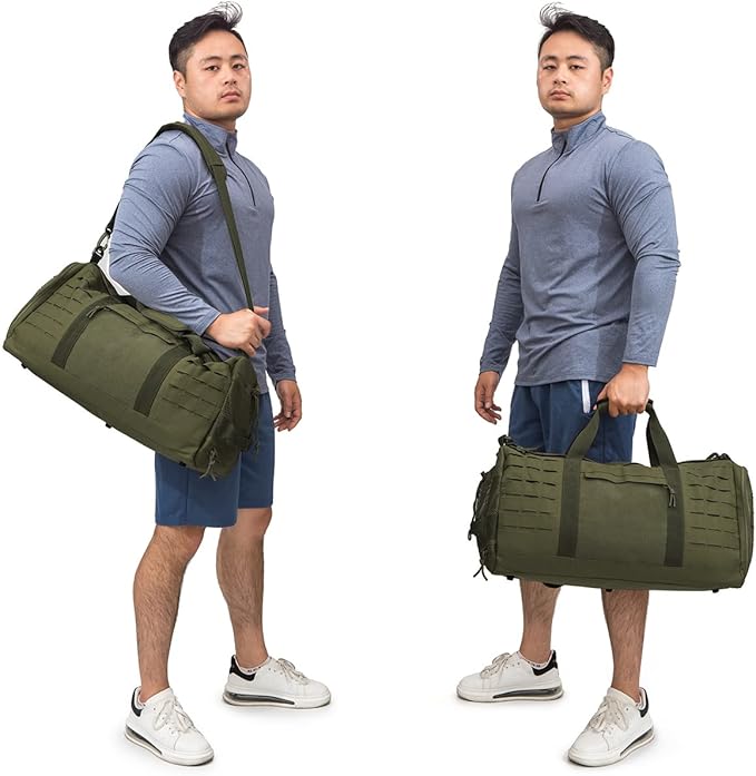QT&QY 40L Military Tactical Duffle Bag For Men Sport Gym Bag Fitness Tote Travel Duffle Bag Training Workout Bag With Shoe Compartment Basketball Football Weekender Bag