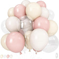 Pastel Pink and White Balloons, 12 Inch 35PCS Light Baby Pink Beige Cream White with Clear Latex Balloon for Girls Birthday Bachelorette Party Bridal Baby Shower Winter Party Decorations Supplies