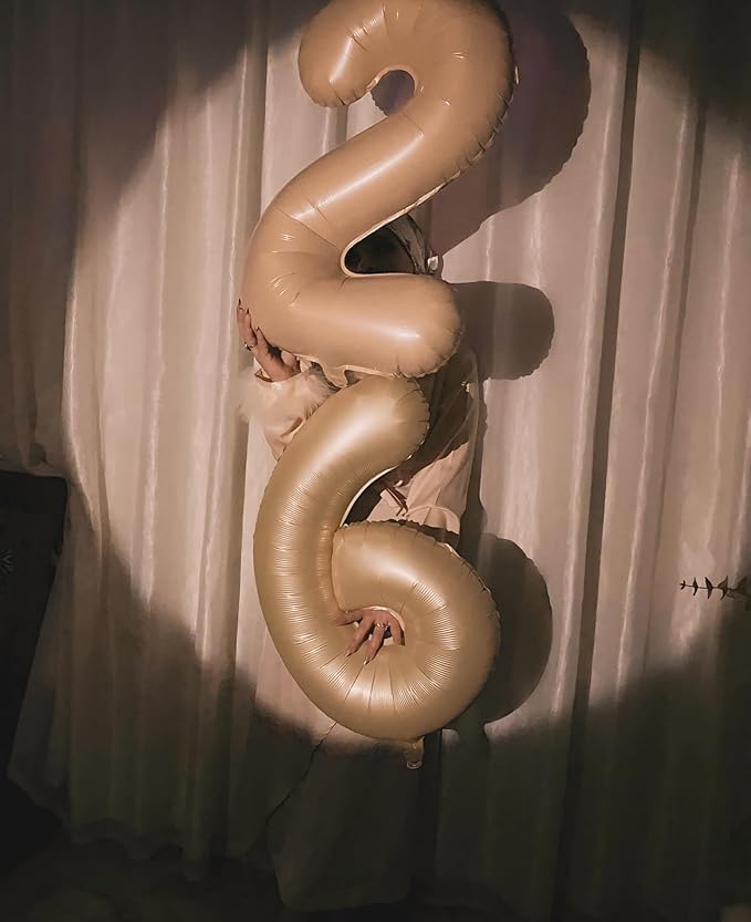 Light Brown Number 0 Balloon 40 Inch, 0 Balloon Numberfor 10th 20th 30th 40th 50th 60th Birthday Decorations, Light Brown Party Supplies for Men Women