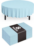 Pureegg Plastic Table Cloth Disposable 8 Pack, 84'' Round Table Cloths, Easter Party, Picnic, Wedding, Decorative Tablecloths, Round, Baby Blue Plastic Cover, Leakproof & Sturdy, Light Blue