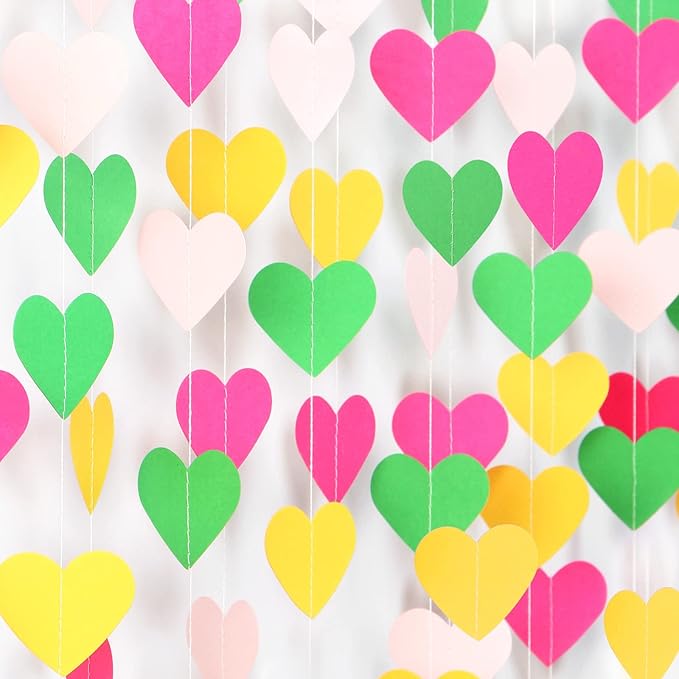 Hawaii Pool Party-Decorations Love-Heart Garland - 52Ft Tropical Jungle Birthday Bachelorette Hanging Decoration Streamers Banner, Summer Beach Baby Shower Supplies Backdrop Decor Panduola