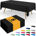 Smiry Disposable Table Cloth - 6 Pack, 54 x 156 Inch Waterproof Rectangle Tablecloths for Parties, Decorative Plastic Table Cover, Leakproof & Sturdy, Black