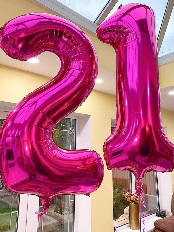Hot Pink Number 16 Balloons 40 inch, 16 Number Balloons, 16th Birthday Decorations for Girls 16 Year Old Hot Pink Party Supplies