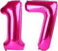 Hot Pink Jumbo Number 17 Balloon 40 Inch, Boy Girl 17 Birthday Supplies, Foil Helium 17 Birthday Giant Balloon, Mylar Hot Pink Number Balloons Anniversary Decorations