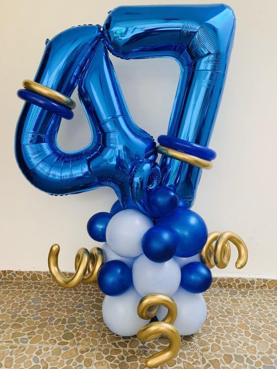 Metallic Blue Number 0 Balloon 40 Inch, 0 Balloon Number for 10th 20th 30th 40th 50th 60th Birthday Decorations, Metallic Blue Party Supplies