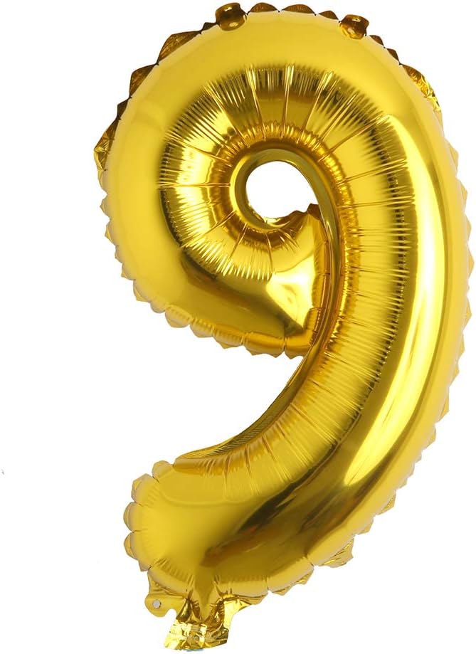 16" Alphabet Letter and Number Balloons Set Package, Aluminum Hanging Foil Film banner Mylar Balloon for Birthday Party Decoration Custom Word (A-Z, 0-9 Gold) (16 inch 9 Gold)