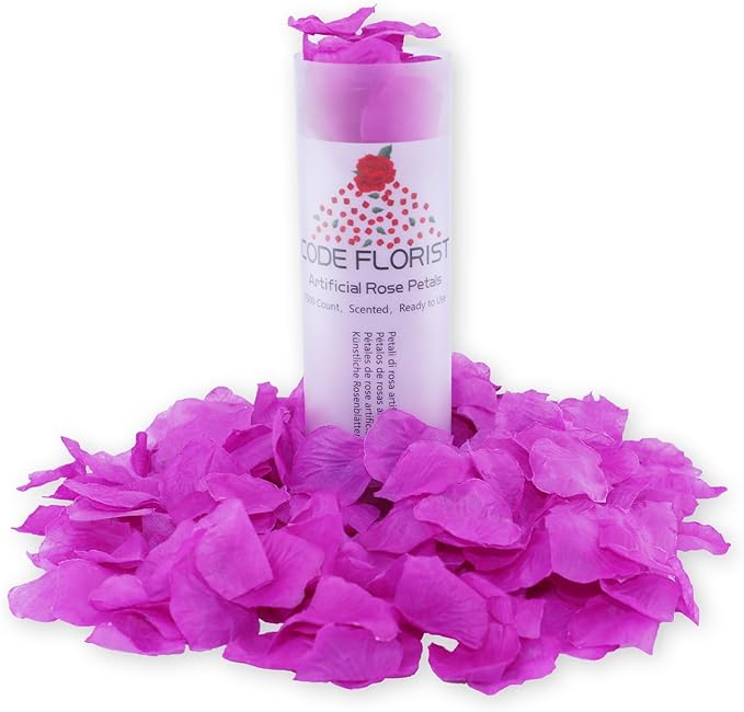 CODE FLORIST 1500 PCS Silk Rose Petals,Fake Rose Petals for Romantic Night,Wedding,Proposal Anniversary Flower Decorations(Separated,Scented,Purple)