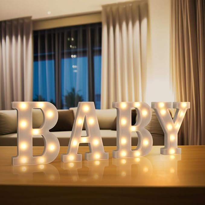 Marquee Light up Letters, 26 Alphabet Battery Powered LED Lights, Night Light White Plastic for Engagement Party Wedding Baby Shower Birthday, Table Decoration (Letter F)
