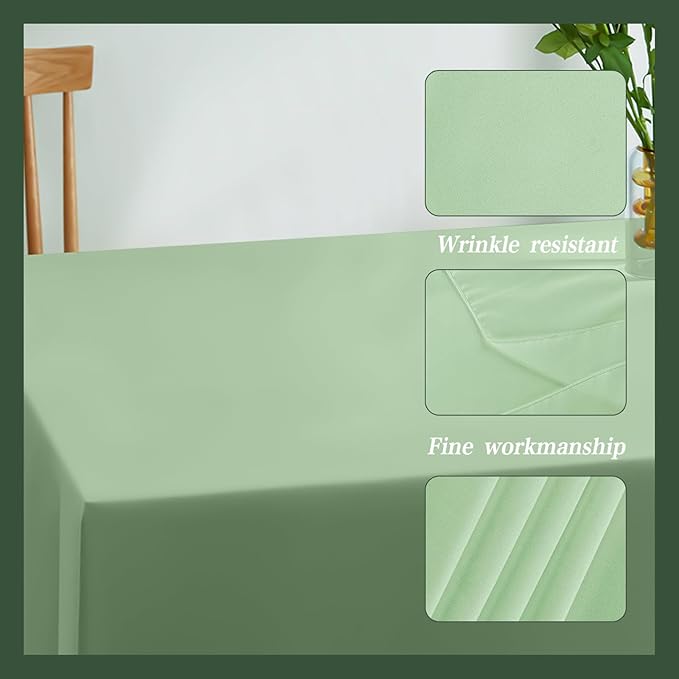 6 Pack Sage Green Plastic Tablecloths for Rectangle Tables Waterproof Sage Green Table Cover for Birthday Bridal Wedding Baby Shower Party Decorations, 54 X 108Inch