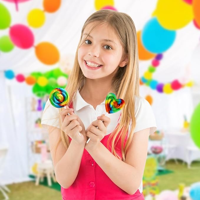 Carnival Lollipops Rainbow Twist, Swirls, and Round Lolly-pops Unicorn Party Favors - Individually Wrapped Rainbow Candy Suckers & Lollipops Great for Birthday Parties, Pinata, Easter Candy - 50 Count