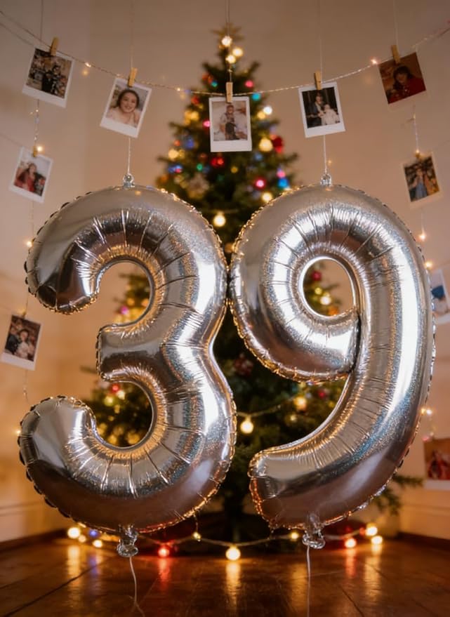 Laser Silver 9 Balloon, Number Balloons 40 Inch, 9th Giant Birthday Decorations for Girls,19th 29th Party Decorations Supplies, Number 9 Balloon
