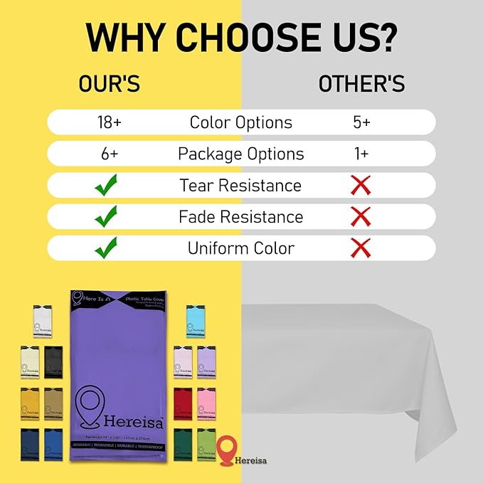 Purple Plastic Tablecloths 2 Pack Disposable Table Covers 54 x 108 Inch Bridal Party Tablecovers PEVA Violet Table Cloths for Picnic Birthday Wedding Banquet Parties 8 ft Rectangle Table Use