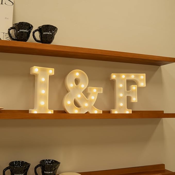 Foaky LED Letter Lights Sign Marquee Light Up Letters Sign for Night Light Wedding/Birthday Party Battery Powered Christmas Lamp Home Bar Decoration(I)