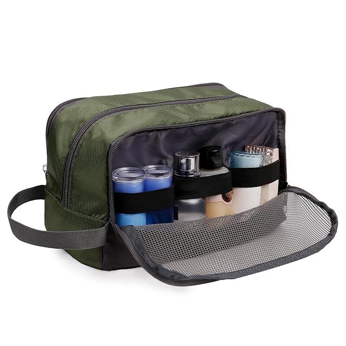 Toiletry Bag for Men Hanging Dopp Kit Water Resistant Shaving Bag Small Toiletry Bag for Traveling (Army Green)