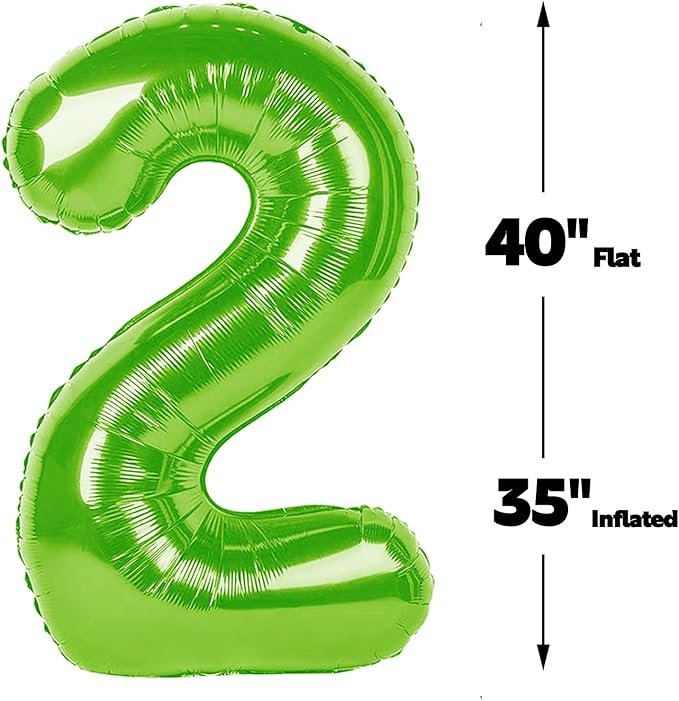 Big 40 Inch Light Green 2 Number Balloon Birthday Decoration, 2026 Light Green Number 2 Helium Balloons 12 20 22 23 24 26 28 32 42 Celebration, Boy Girl Baby Anniversary Party Graduations Supplies