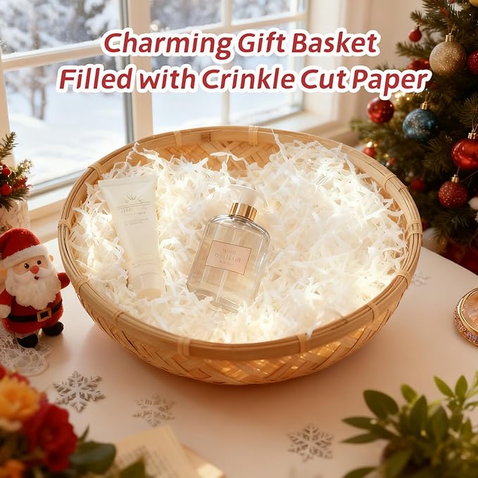Ehpiern Crinkle Paper Filler, 1LB Crinkle Cut Shredded Paper Gift Boxers Filler Stuffing Decoration for Valentine's Day Holiday Party Birthday Wedding & Anniversaries (White)