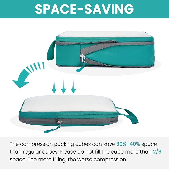 BAGAIL 6 Set Ultralight Compression Packing Cubes Packing Organizer for Travel Accessories Luggage Suitcase Backpack